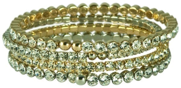 1 ROW/GOLD, AUSTRIAN CRYSTALS PRONG SET WRAP COIL BRACELET - Image 3