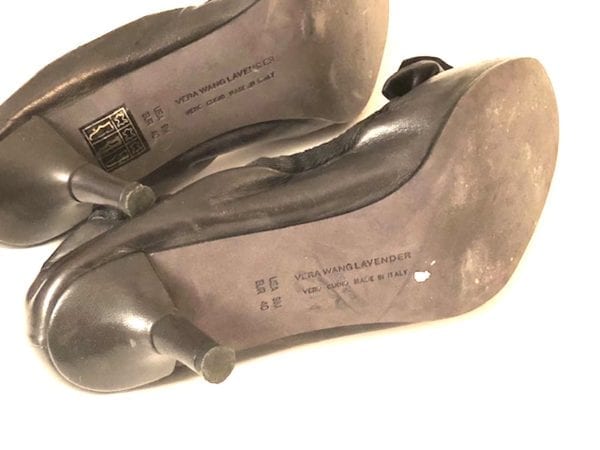 VERA WANG LAVENDER, BLACK LEATHER AND CRYSTALS ACCENTS SHOES, SIZE 8.5M EU 40 - Image 6