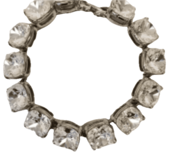KENNETH JAY LANE,  SILVER ALL CRYSTAL HEADLIGHT BRACELET