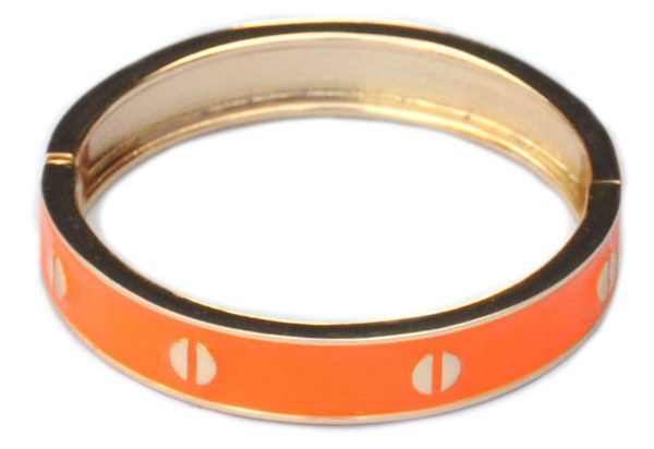 ENAMEL BANGLE BRACELETS WITH GOLD NAIL HEAD ACCENTS, CHOOSE: TURQUOISE, LT CORAL, AND WHITE - Image 4