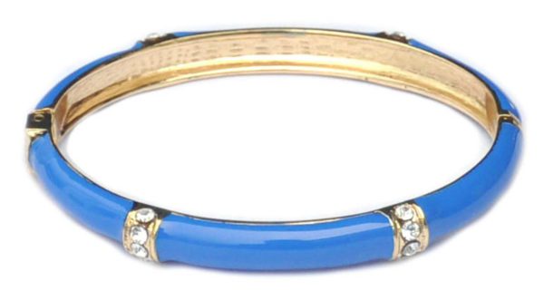 ENAMEL BANGLE BRACELETS WITH GOLD NAIL HEAD ACCENTS, CHOOSE: TURQUOISE, LT CORAL, AND WHITE - Image 8