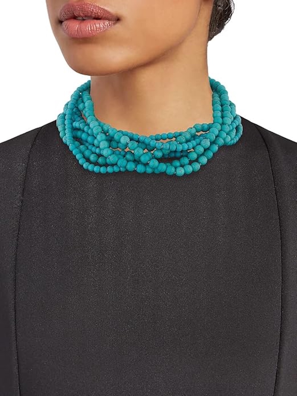 Kenneth Jay Lane, 4 Row Turquoise Beads with Gold Spacers Necklace - Image 4