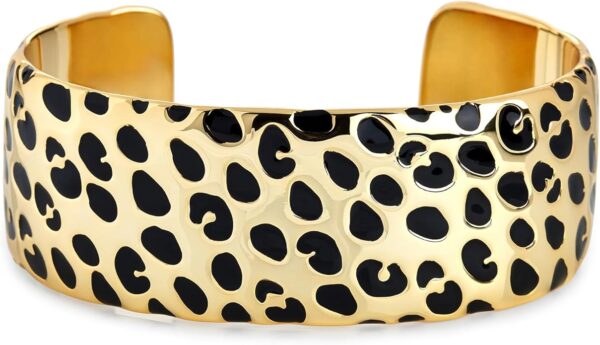 Kenneth Jay Lane, Black Enamel Spots Open Cuff Bracelet