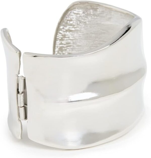 KENNETH JAY LANE, SCULPTURED SATIN GOLD HINGED CUFF BRACELET - Image 3