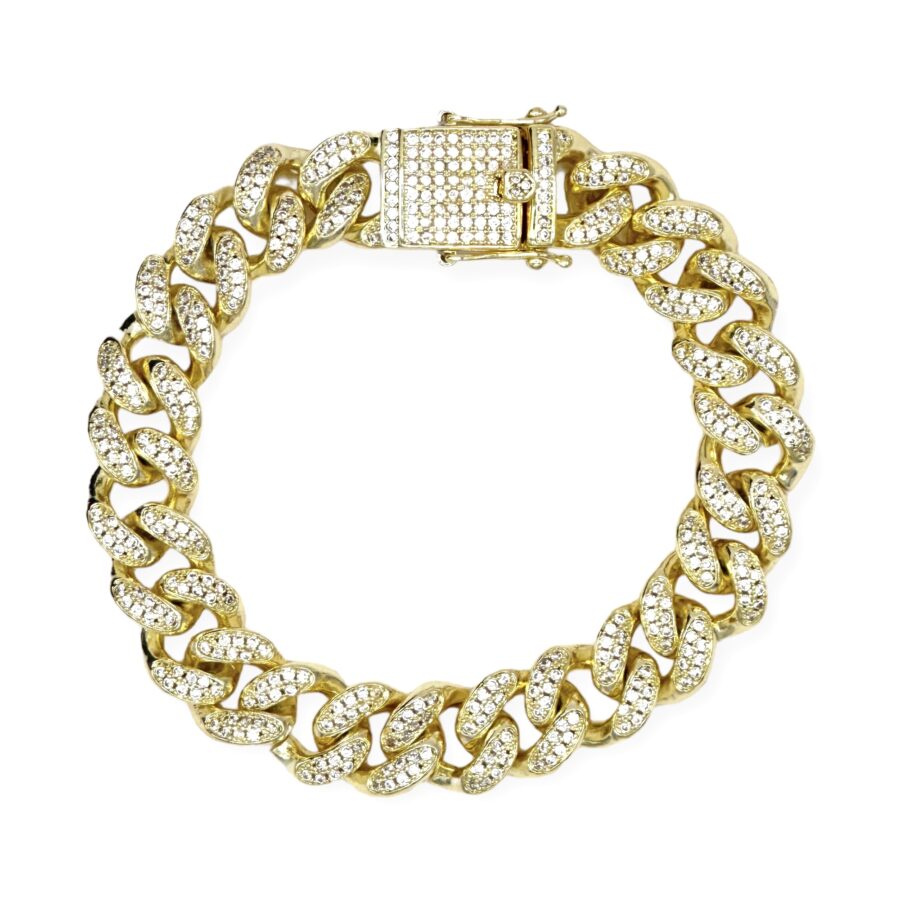 Special Occassion!! Gold Chain 12mm Bracelet With Pave CZ's All Over, Looks Like Fine Jewelry!!