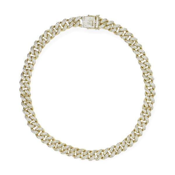 Special Occassion!! Gold Chain 12mm Necklace With Pave CZ's All Over, Looks Like Fine Jewelry!!