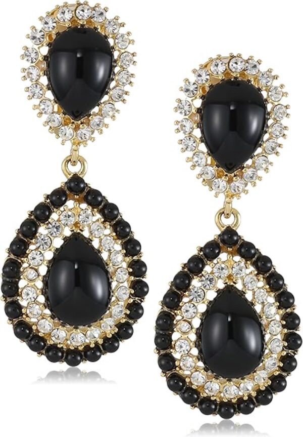 Kenneth Jay Lane, Gold, Crystal and Turquoise Cabochon Clip Earring - Image 6