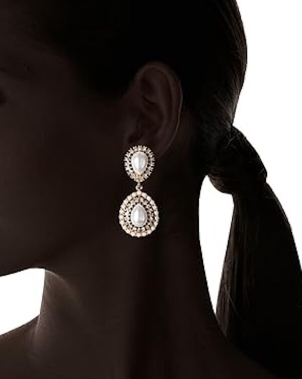 Kenneth Jay Lane, Gold, Crystal and Turquoise Cabochon Clip Earring - Image 5