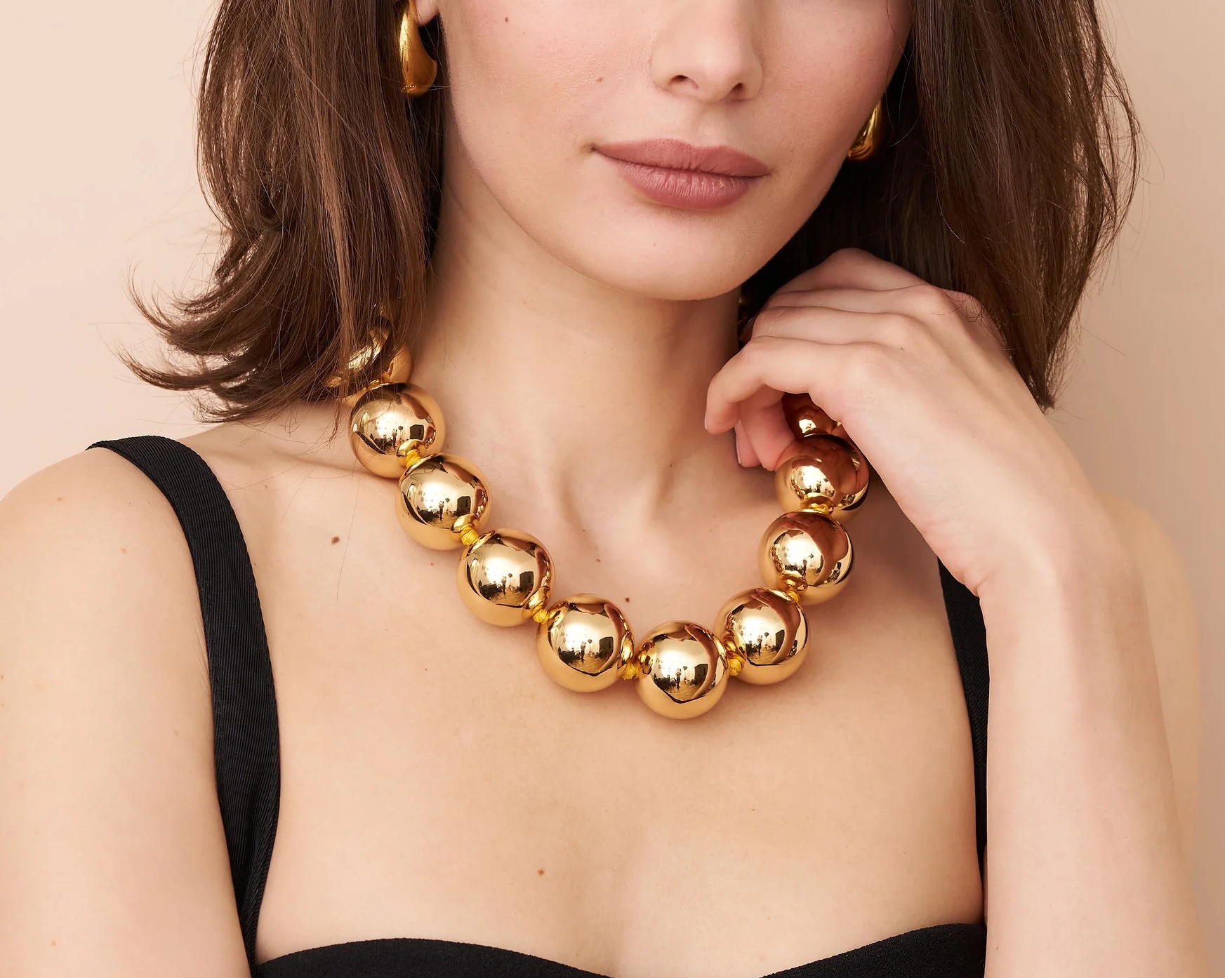 Kenneth Jay Lane, Gold Ball Statement Necklace - Image 4
