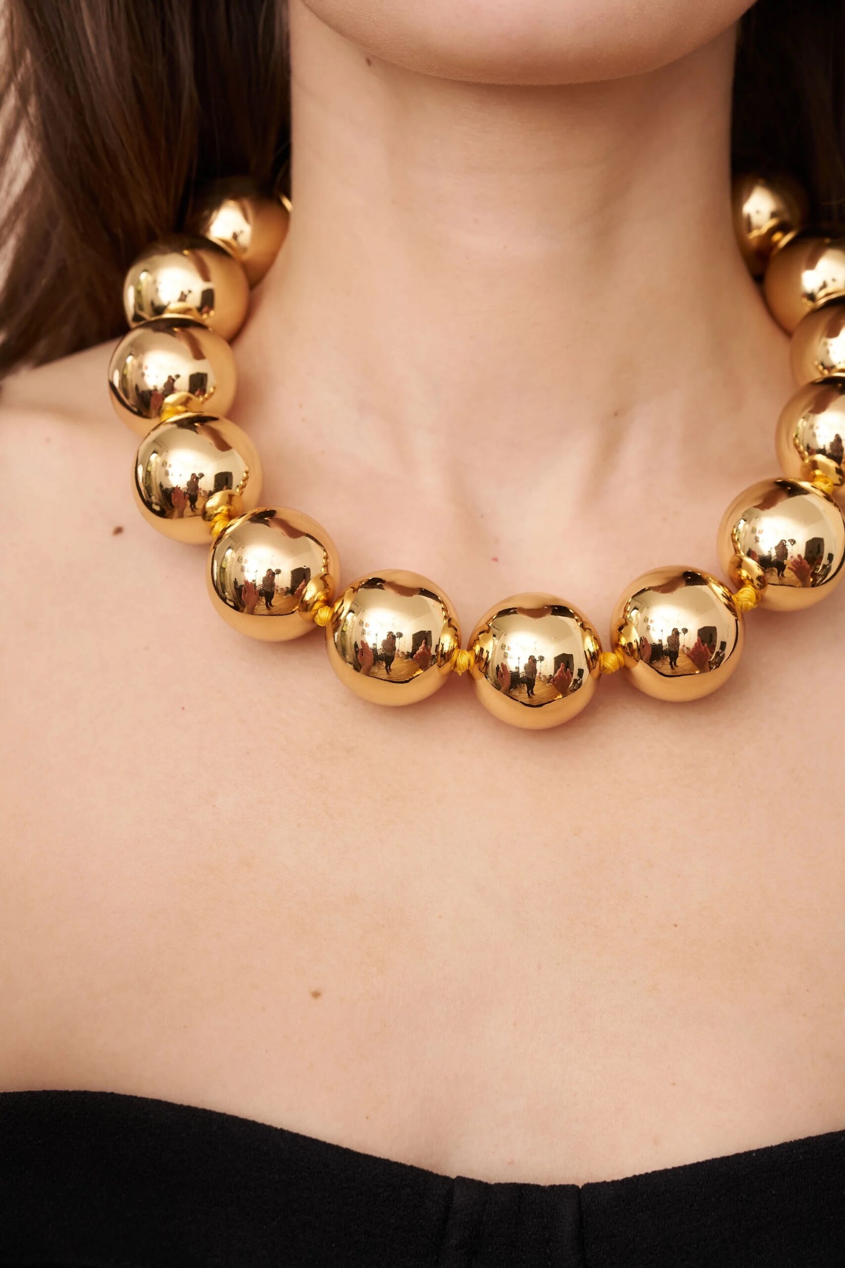 Kenneth Jay Lane, Gold Ball Statement Necklace - Image 3