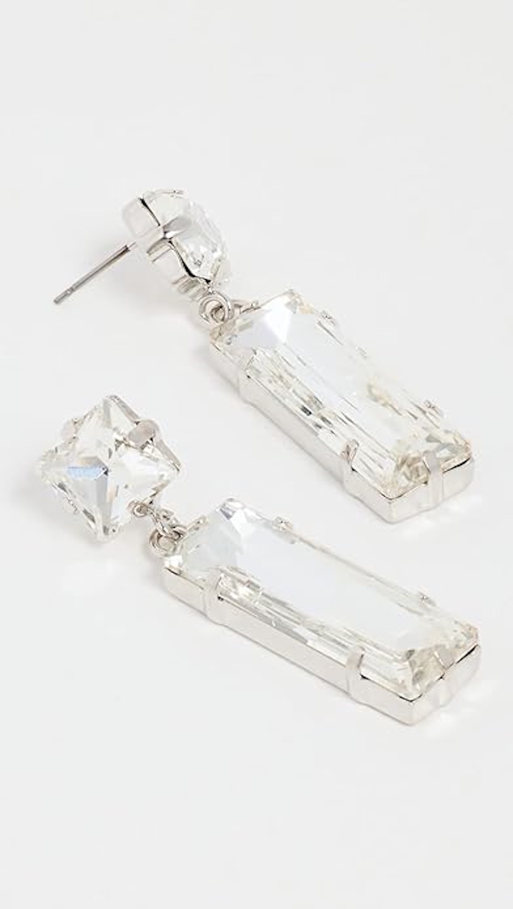Kenneth Jay Lane, 2" Faceted Crystal Square top/Rectangle drop Earring - Image 6
