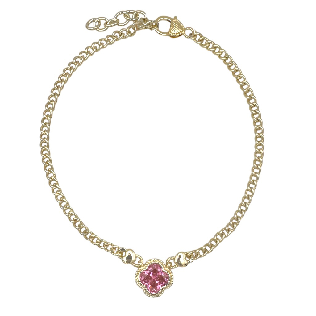 Clover Crystal Pendant Necklace, Choose: Rose, Clear, Amethyst, Champagne, Or Olivine - Image 6