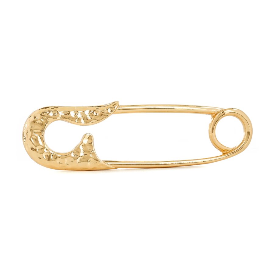 Kenneth Jay Lane, Hammered Gold Safety Pin Brooch