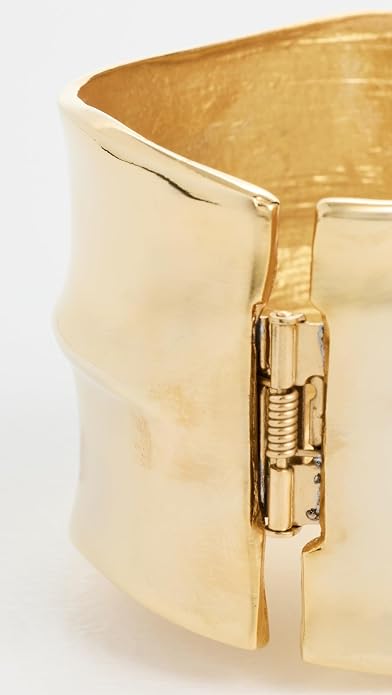KENNETH JAY LANE, SCULPTURED SATIN GOLD OR SILVER HINGED CUFF BRACELET - Image 8