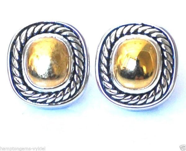 JOSEPH ESPOSITO, TWO TONE CLIP EARRING WITH PAVE CRYSTAL CENTER - Image 3