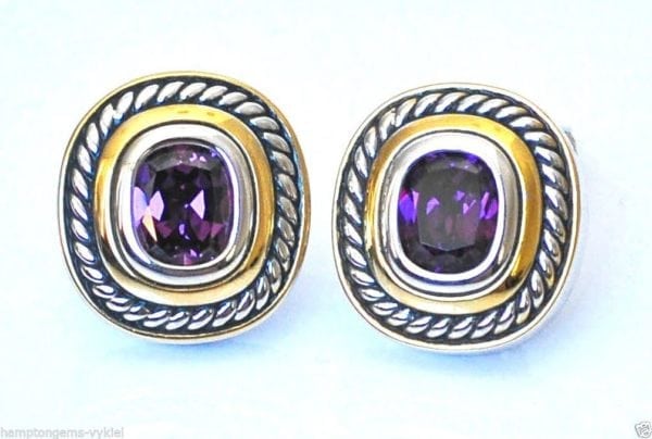 JOSEPH ESPOSITO, TWO TONE CLIP EARRING WITH PAVE CRYSTAL CENTER - Image 5