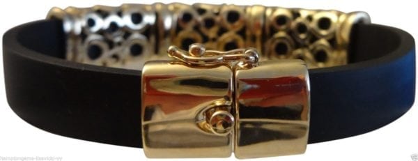 RUBBER BRACELET WITH SILVER OR GOLD CIRCLE DESIGN - Image 3