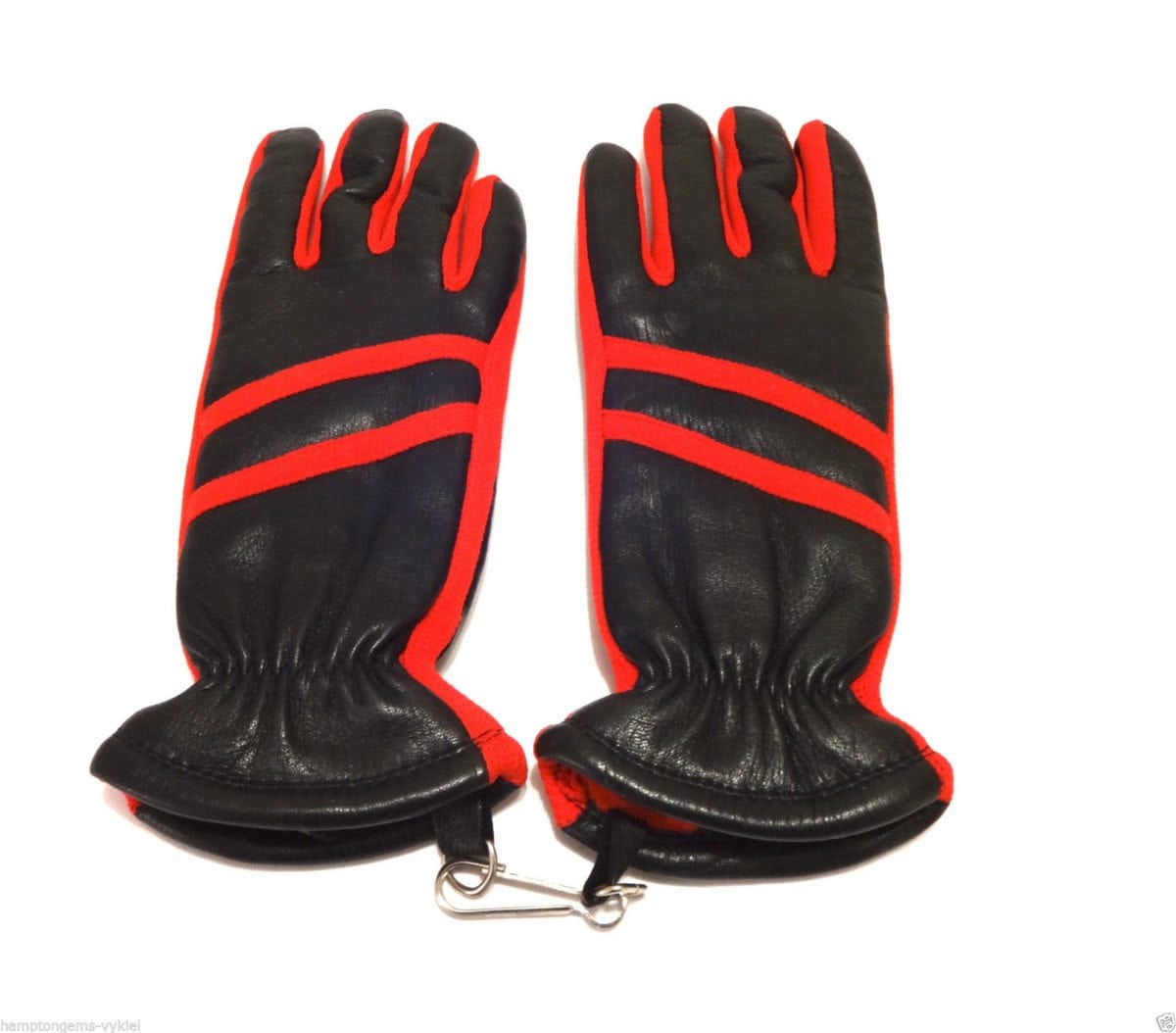 mobil mad Idol RUSON-BLACK LEATHER & RED KNIT SKI GLOVES-ONE SIZE FITS ALL - Hampton Gems