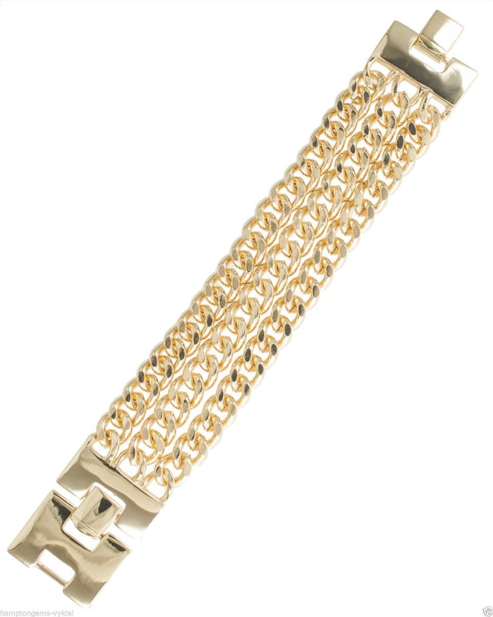 Gold Three's a Party Triple Chain Bracelet