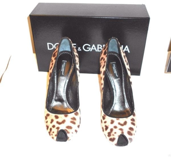 DOLCE & GABBANA-VINTAGE ANIMAL PRINT HAIR OPEN TOE WITH SUEDE HEEL-SIZE-39-NEW WITH BOX - Image 3