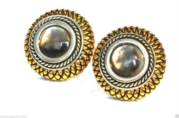 JOSEPH ESPOSITO, NAVY CENTER STONE GOLD CLIP EARRING. LAST ONE!! - Image 3