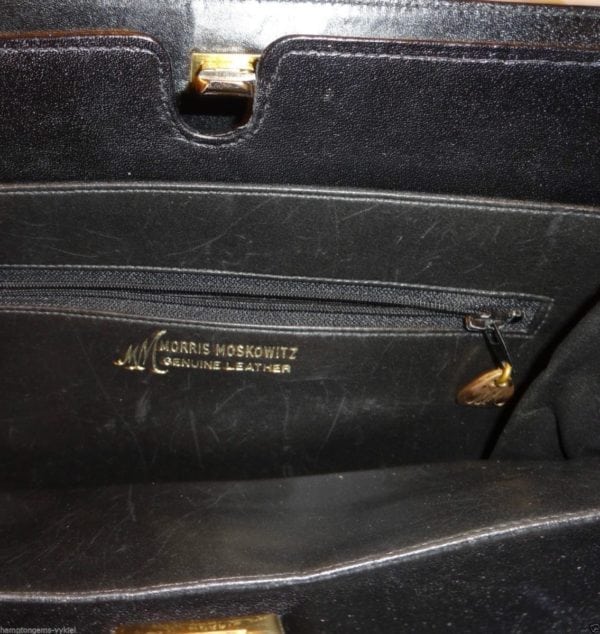 MORRIS MOSKOWITZ-BLACK VINTAGE LEATHER HANDBAG-ALSO:BROWN,TAN, NAVY,OR BONE - Image 11