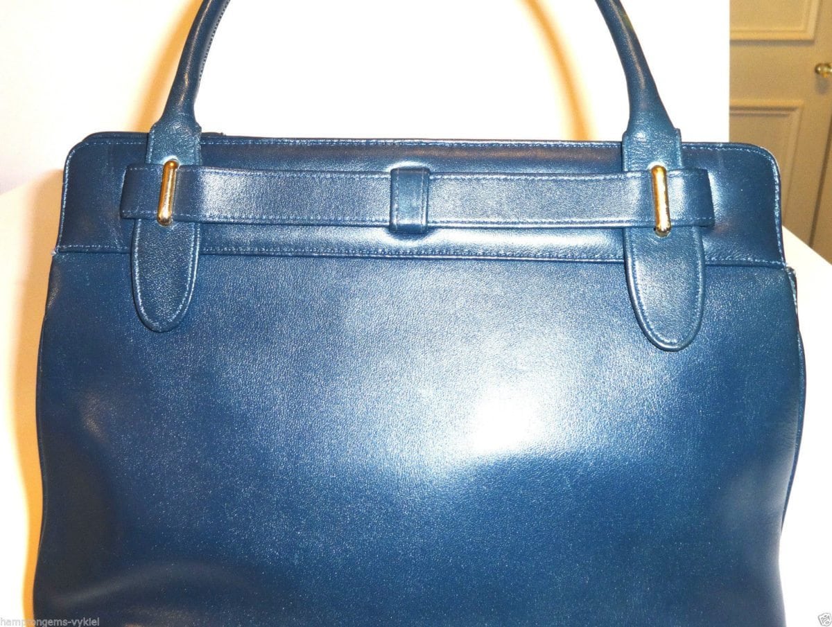 Vintage MM Navy Blue Leather Purse Morris Moskowitz Handbag 