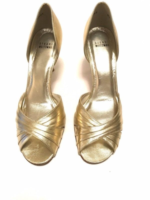 slip on gold heels