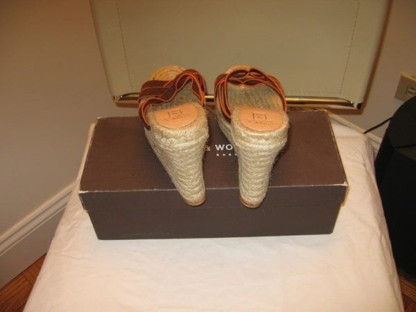 STUBBS & WOOTTON -VINTAGE GRACE GATES PAPAYA- CRISS CROSS WEDGE - Image 5
