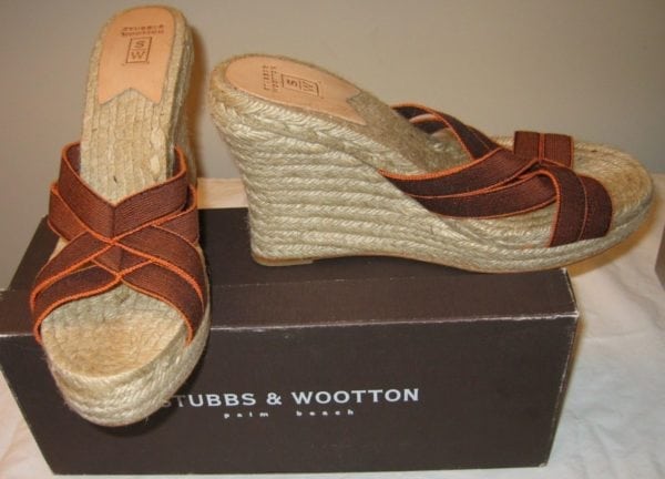 STUBBS & WOOTTON -VINTAGE GRACE GATES PAPAYA- CRISS CROSS WEDGE - Image 7