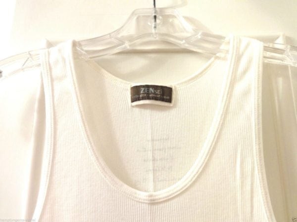 ZEN SEI-WHITE TANK TOP WITH CRYSTAL STUDS- 100% COTTON-WRITING ON THE BACK - Image 5