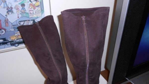 ISSAC MIZRAHI BROWN ULTRA SUEDE TO THE KNEE SIDE ZIPPER BOOTS-SIZE-8.5 - Image 4