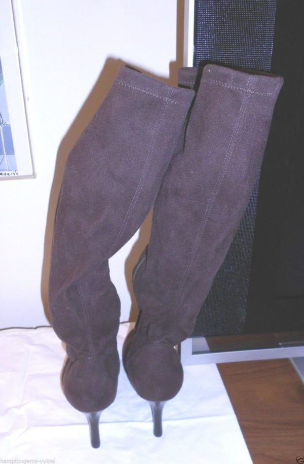 ISSAC MIZRAHI BROWN ULTRA SUEDE TO THE KNEE SIDE ZIPPER BOOTS-SIZE-8.5 - Image 5