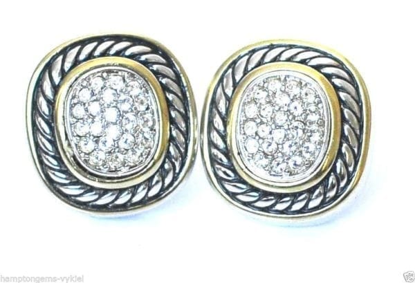 JOSEPH ESPOSITO, TWO TONE (GOLD CENTER) CLIP EARRING WITH CRYSTAL CENTER - Image 2