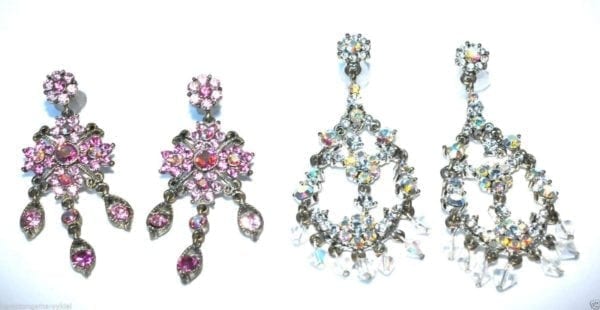 CHANDELIER PINK CRYSTAL PIERCED EARRINGS-LAST ONE! - Image 2