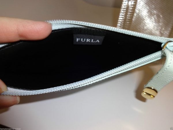 FURLA, LIGHT BLUE LEATHER CLUTCH-GOLD CLASP-NEW NEVER USED - Image 5