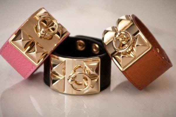 GOLD METALLIC LEATHER BRACELET WITH GOLD RING ACCENT - Image 4