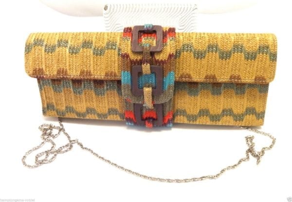 MULTI COLOR LINEN/STRAW CLUTCH/HOULDER BAG/CROSSBODY - Image 5